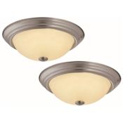 Design House Travis 13" Wide Integrated LED Flush Mount Ceiling Fixture - Set of (2) Satin Nickel