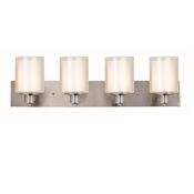 Design House Penn 4 Light 32" Wide Vanity Light with Frosted Glass Shades Satin Nickel