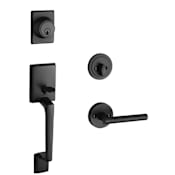 Design House Moderno Sectional Single Cylinder Keyed Entry Handleset with Eastport Interior Lever Matte Black