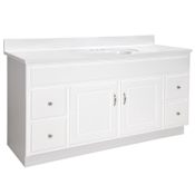 Design House Concord 60" Free Standing Single Basin Vanity Set with Cabinet and Cultured Marble Vanity Top White