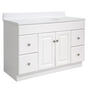Design House Wyndham 48" Free Standing Single Basin Vanity Set with Cabinet and Cultured Marble Vanity Top White