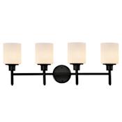 Design House Aubrey 4 Light 30" Wide Vanity Light with Frosted Glass Shades Matte Black