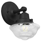Design House Schoolhouse 10" Tall Bathroom Sconce with Seedy Glass Shade Matte Black