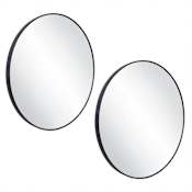 Design House Kenna 28" Diameter Modern Circular Aluminum Framed Bathroom Wall Mirror Matte Black
