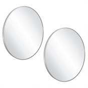 Design House Kenna 28" Diameter Modern Circular Aluminum Framed Bathroom Wall Mirror Silver