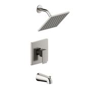 Design House Karsen II Tub and Shower Trim Package with 1.8 GPM Single Function Shower Head Satin Nickel