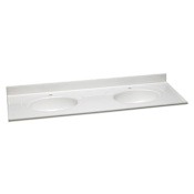 Design House 61" Engineered Stone Vanity Top with Backsplash and Integrated Sinks Solid White