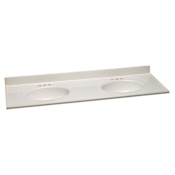 Design House 61" Cultured Marble Vanity Top with Integrated Sink and 6 Faucet Holes White on White