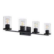 Design House Romi 4 Light 32" Wide Vanity Light with Clear Glass Shades Matte Black