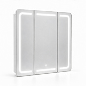 Design House Lindale 25" x 24-1/2" Lighted Frameless Triple Door Medicine Cabinet with Soft Close Hinges White