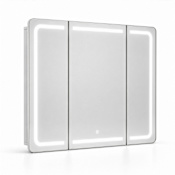 Design House Lindale 30-3/8" x 30-1/8" Lighted Frameless Triple Door Medicine Cabinet with Soft Close Hinges White