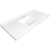 Design House Camilla 49" Cultured Marble Vanity Top with Integrated Backsplash and 3 Faucet Holes at 4" Centers Solid White
