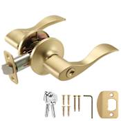 Design House Springdale Single Cylinder Keyed Entry Door Lever Set with Round Rose Satin Gold