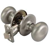 Design House Cambridge Passage Door Knob Set with Round Rose Satin Nickel