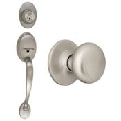 Design House Coventry Series Handleset with Cambridge Interior Knob Satin Nickel