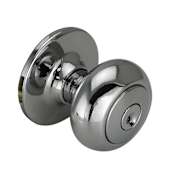 Design House Cambridge Single Cylinder Keyed Entry Door Knob with Round Rose Polished Chrome