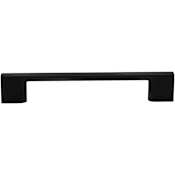 DesignPerfect Modern Sleek Pack of (10) - 5-1/16 Inch Center to Center Thin Profile Square Cabinet Handles / Drawer Pulls Black