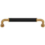 DesignPerfect Barrel Pack of (10) 5-1/16” (128 mm) Center to Center Vintage Industrial Split Finish Cabinet Handles / Drawer Pulls Black / Champagne Bronze-Gold