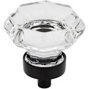 DesignPerfect Vintage Classic Pack of (25) 1-5/16" Faceted Glass Farmhouse Cabinet Knobs / Drawer Knobs Black