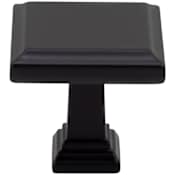 DesignPerfect Transitional Pack of (25) - 1-3/16 Inch Stepped Square Cabinet Knobs / Drawer Knobs Black