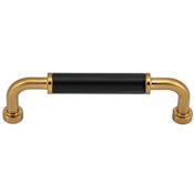 DesignPerfect Barrel Pack of (25) 3-3/4” (96 mm) Center to Center Vintage Industrial Split Finish Cabinet Handles / Drawer Pulls Black / Champagne Bronze-Gold