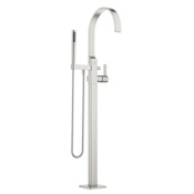 Dornbracht MEM Single-Lever Bath Mixer with Stand Pipe for Free-Standing Assembly with 1.8 GPM Hand Shower Set Brushed Platinum
