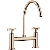 Dornbracht Vaia 1.5 GPM Bridge Kitchen Faucet with Swivel Spout and Double Cross Handles Brushed Champagne (22kt Gold)