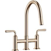 Dornbracht Vaia 1.5 GPM Bridge Pull Down Kitchen Faucet with Swivel Spout and Cartridge Brushed Champagne (22kt Gold)