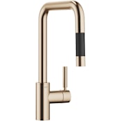Dornbracht Meta Square 1.5 GPM Single Hole Pull Down Kitchen Faucet with Swivel Spout and Cartridge Brushed Champagne (22kt Gold)