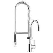 Dornbracht Tara 1.5 GPM Single Hole Pre-Rinse Pull Down Kitchen Faucet with Swivel Spout and Cartridge Brushed Chrome