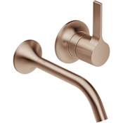 Dornbracht VAIA 1.2 GPM Wall Mounted Vessel Stationary Widespread Bathroom Faucet- Less Drain Brushed Bronze