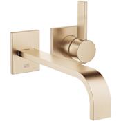 Dornbracht MEM 1.2 GPM Wall Mounted Vessel Widespread Stationary Bathroom Faucet- Less Drain Brushed Champagne (22kt Gold)