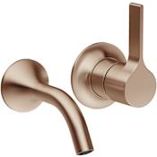 Dornbracht VAIA 1.2 GPM Wall Mounted Vessel Widespread Stationary Bathroom Faucet- Less Drain Brushed Bronze