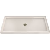 DreamLine SlimLine 32" x 54" Rectangular Shower Base with Single Threshold and Center Drain Brushed Brass with Biscuit Base