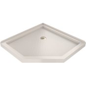 DreamLine SlimLine 36" x 36" Neo-Angle Shower Base with Triple Threshold and Corner Drain Brushed Brass with Biscuit Base