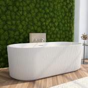 DreamLine Charisma 59" Free Standing Acrylic Soaking Tub with Center Drain, Drain Assembly, and Overflow White / Brushed Brass