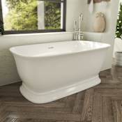 DreamLine Ascend 59" Free Standing Acrylic Soaking Tub with Center Drain, Drain Assembly, and Overflow White