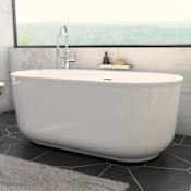 DreamLine Alliance Pro 59" Free Standing Acrylic Soaking Tub with Center Drain, Drain Assembly, and Overflow White
