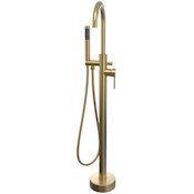 DreamLine Havana Floor Mounted Tub Filler with Built-In Diverter - Includes Hand Shower Brushed Brass