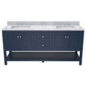 DreamLine Continuum 72" Free Standing Double Basin Vanity Set with Cabinet and Marble Vanity Top Navy Blue