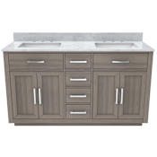 DreamLine Dexterity 60" Free Standing Double Basin Vanity Set with Cabinet and Marble Vanity Top Gray Oak