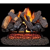 Duluth Forge 55,000 BTU Natural Gas Log Set Fireplace with Piezo Ignition and 9 Heartland Oak Logs N/A