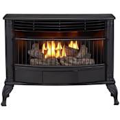 Duluth Forge 34 Inch Wide 25,000 BTU Liquid Propane Stove with Piezo Ignition and Hand-Painted Logs N/A