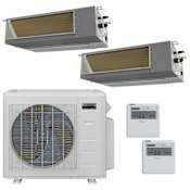 Durastar 18K BTU Cooling / 20K BTU Heating 19 SEER2 Two Zone Concealed Duct Mini Split Package with (2) 9k BTU Indoor Units Silver