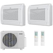 Durastar 18K BTU Cooling / 19K BTU Heating 23 SEER2 Two Zone Floor Console Mini Split System with (1) 9K and (1) 12K BTU Indoor Units N/A