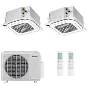 Durastar 18K BTU Cooling / 19K BTU Heating 23 SEER2 Two Zone Four-Way Ceiling Cassette Mini Split System with (2) 9K BTU Indoor Units N/A