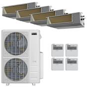 Durastar 36K BTU Cooling / 36K BTU Heating 19 SEER2 Four Zone Concealed Duct Mini Split Package with (4) 9k BTU Indoor Units Silver
