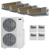 Durastar 36K BTU Cooling / 36K BTU Heating 19 SEER2 Four Zone Concealed Duct Mini Split Package with (1) 9k and (3) 12k BTU Indoor Units Silver