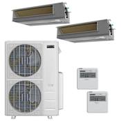 Durastar 36K BTU Cooling / 36K BTU Heating 19 SEER2 Two Zone Concealed Duct Mini Split Package with (2) 18k BTU Indoor Units Silver