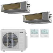 Durastar 28K BTU Cooling / 27K BTU Heating 21 SEER2 Two Zone High Static Concealed Duct Mini Split System with (2) 12K BTU Indoor Units N/A
